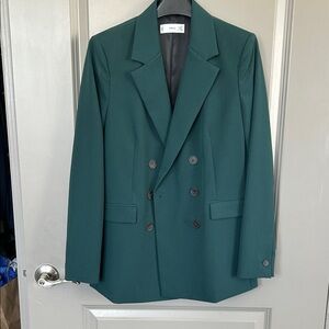 Mango dark green double breasted Blazer